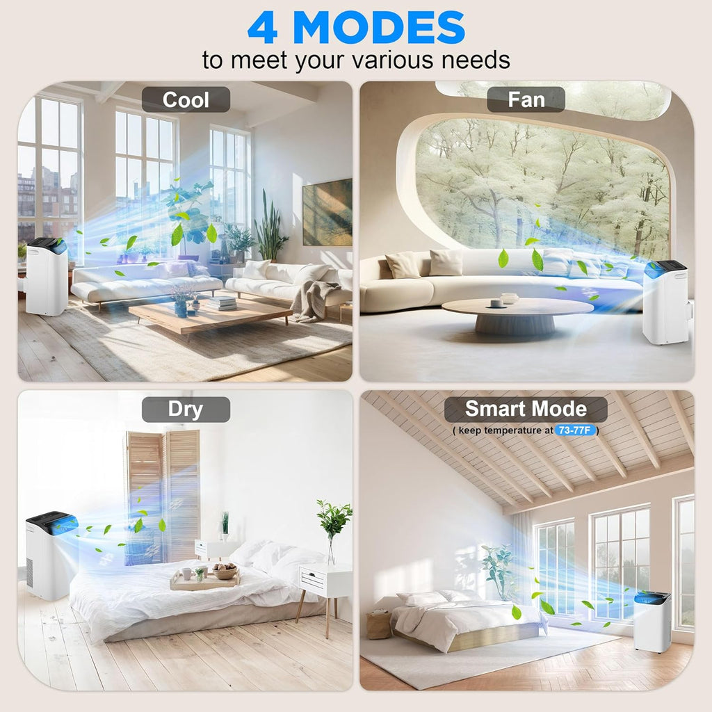 Portable Air Conditioners with Remote Control, 3-in-1 Free Standing Cooling AC Unit with Fan & Dehumidifier, Cools Room up to 700 sq.ft, Smart/Sleep Mode,3 Speed,Auto Swing,24H Timer